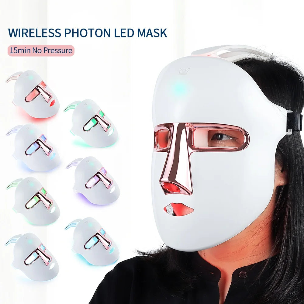 Glow Shield Pro — 7-Color LED Light Therapy Face & Neck Mask (Wireless)