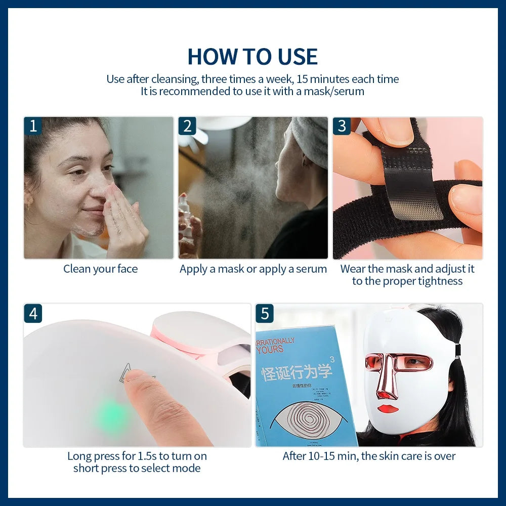 Glow Shield Pro — 7-Color LED Light Therapy Face & Neck Mask (Wireless)