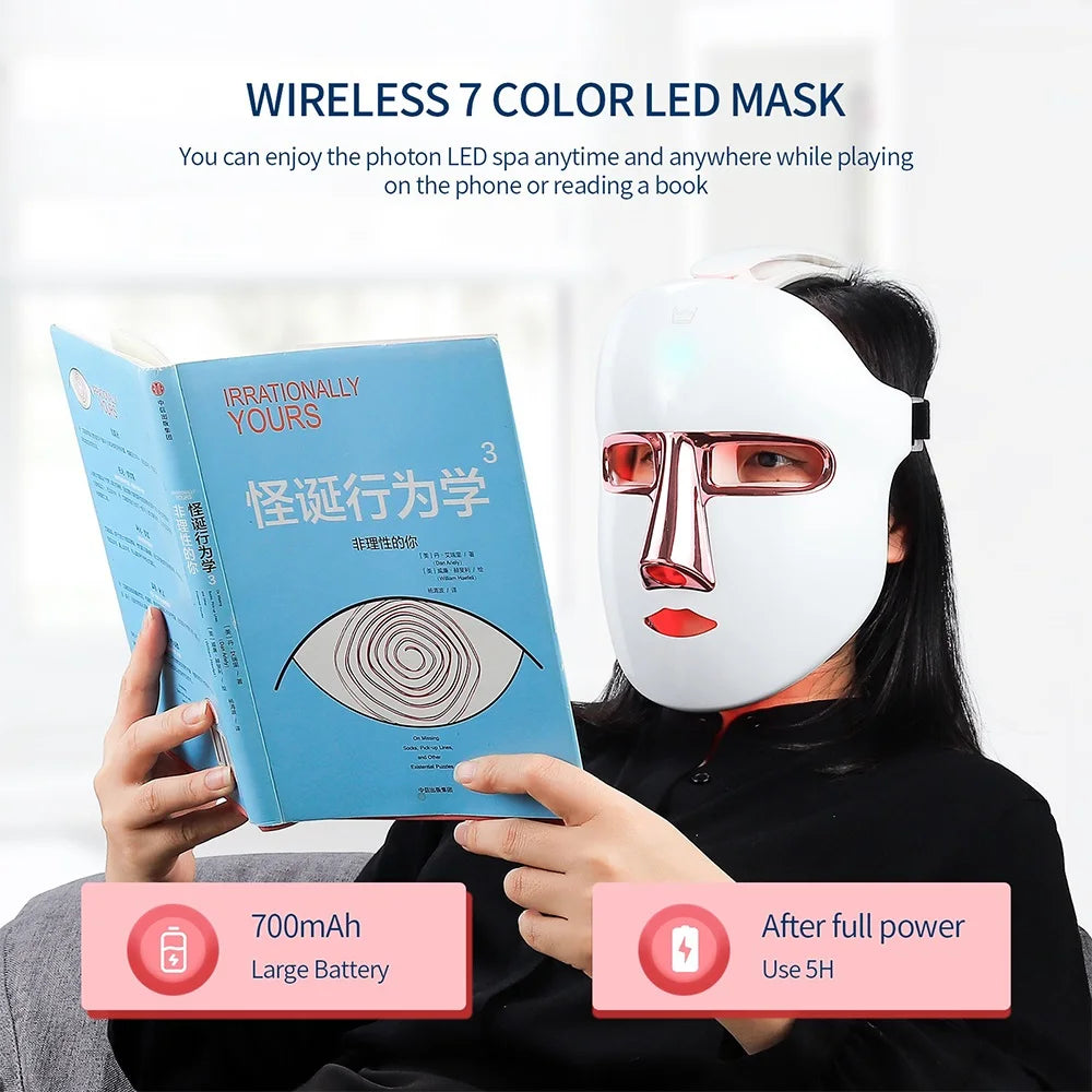 Glow Shield Pro — 7-Color LED Light Therapy Face & Neck Mask (Wireless)
