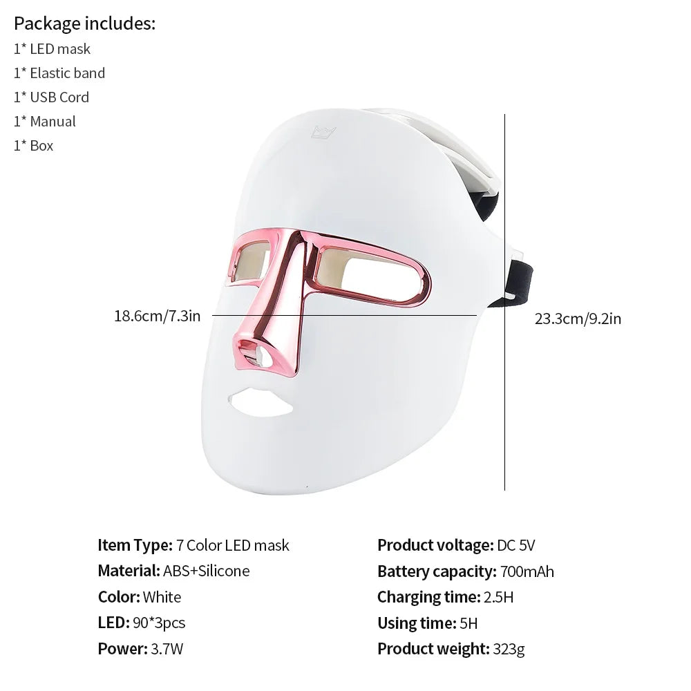Glow Shield Pro — 7-Color LED Light Therapy Face & Neck Mask (Wireless)